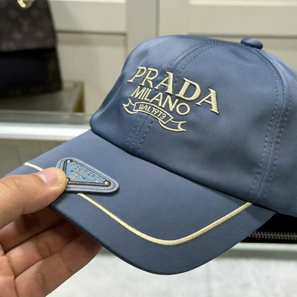 Prada Logo Nylon Baseball Cap Blue - Picture 2 of 4